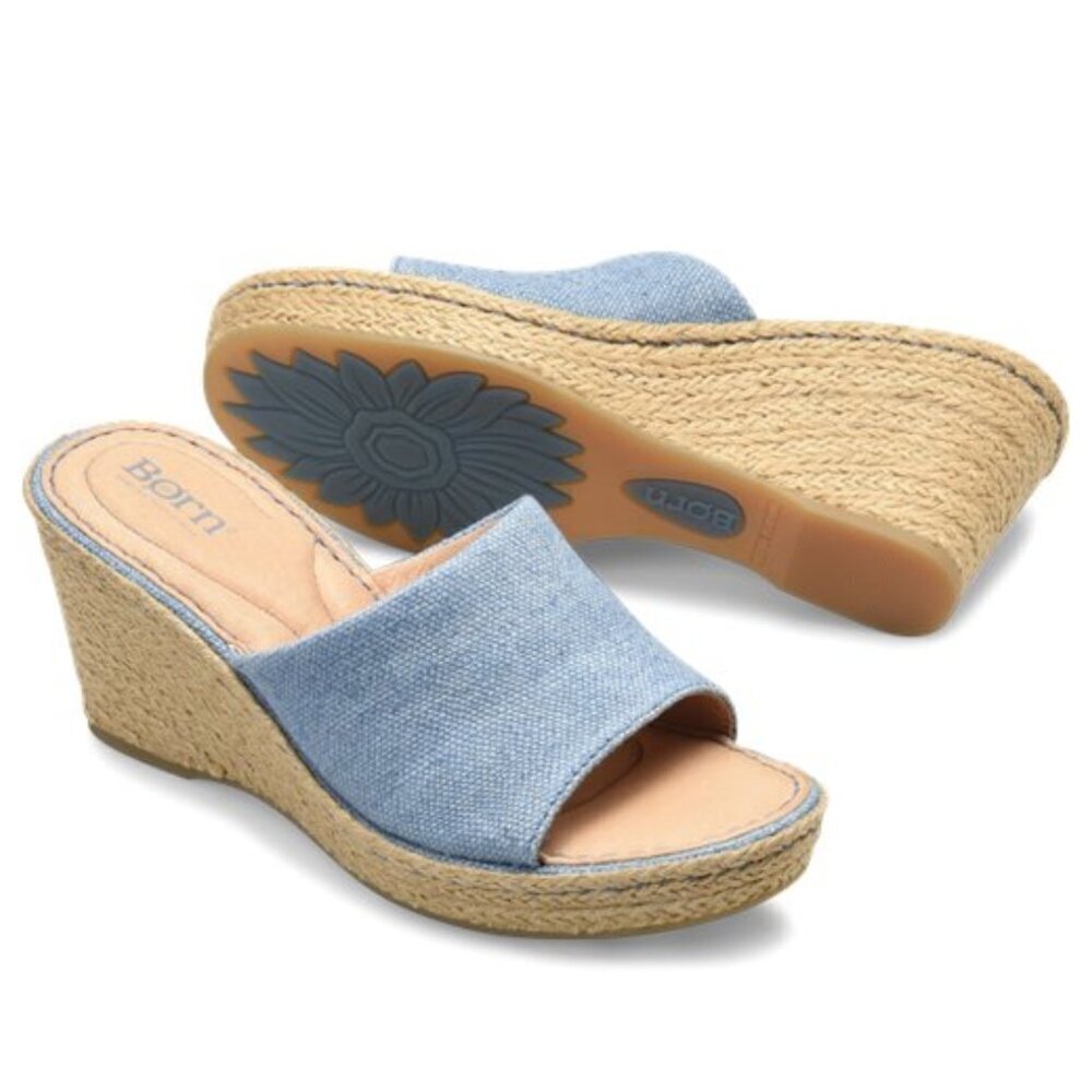 NEW Born Missoula Wedge Sandal in Denim Blue Sz. 10